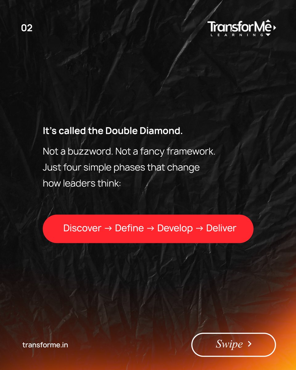 learningwithTMe's tweet photo. Most teams solve the loudest problem, not the one that truly matters.
The Double Diamond helps leaders slow down, ask better questions, and find smarter solutions.
Are you solving the right problem or just the first one you see?

#Leadership #ProblemSolving #DesignThinking https://t.co/Klc4UaDNuw