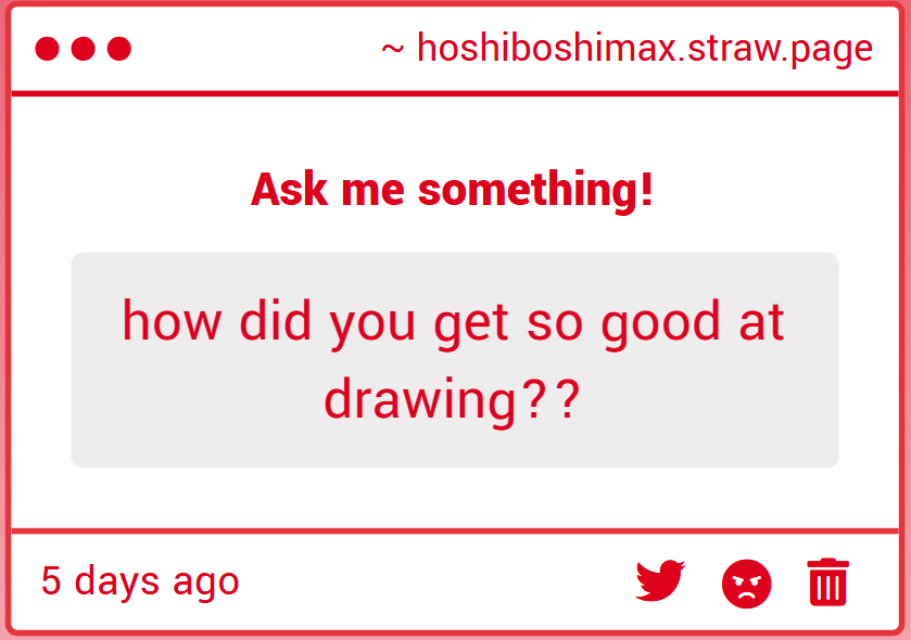 i kid you not, getting 2 characters you constantly think about and want to draw them better and get better yourself you start studying art so you can do them justice and draw everyday