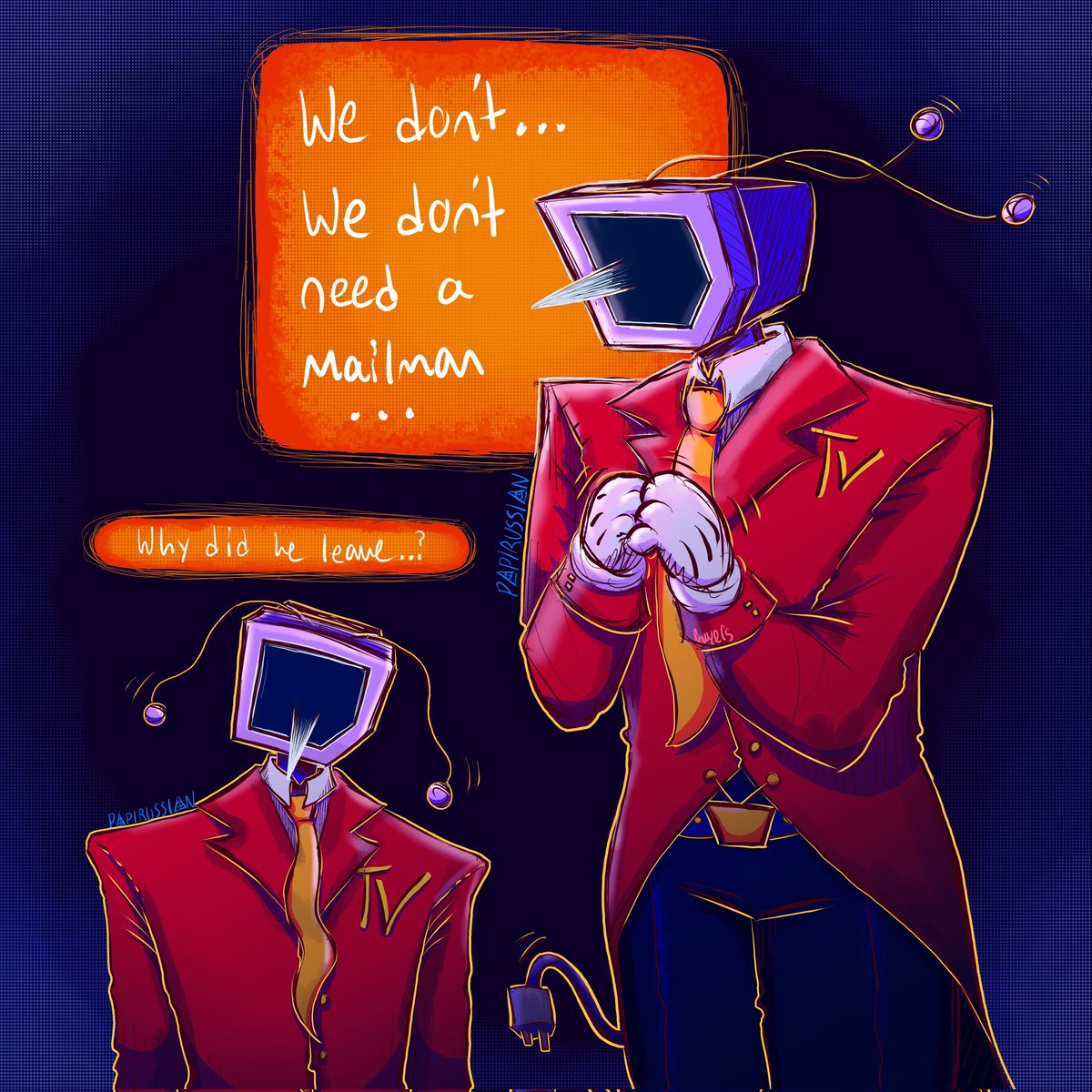 PapRussian1's tweet photo. I made this a short while ago. I plan to make more Tenna (and Spamton) art. I wanna do some angst/ ship comics of them, or some cool poster art. #undertale #DELTARUNE #mranttenna #tennaDeltarune #spamton #spamtongspamton #artist #digitalart #comic #angst #tennafanart https://t.co/1VpMgNfQhY