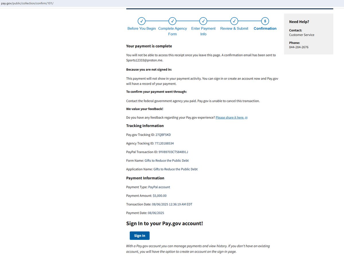 DebtCoinBonk's tweet photo. Payment #21 Complete 💰

$5,000 sent to the @USTreasury via https://t.co/zeLb2v7m62

Paygov Tracking ID: 27QBF5KD
Agency Tracking ID: 77120188534

Total Donated: $185,000

https://t.co/SO27la93LA