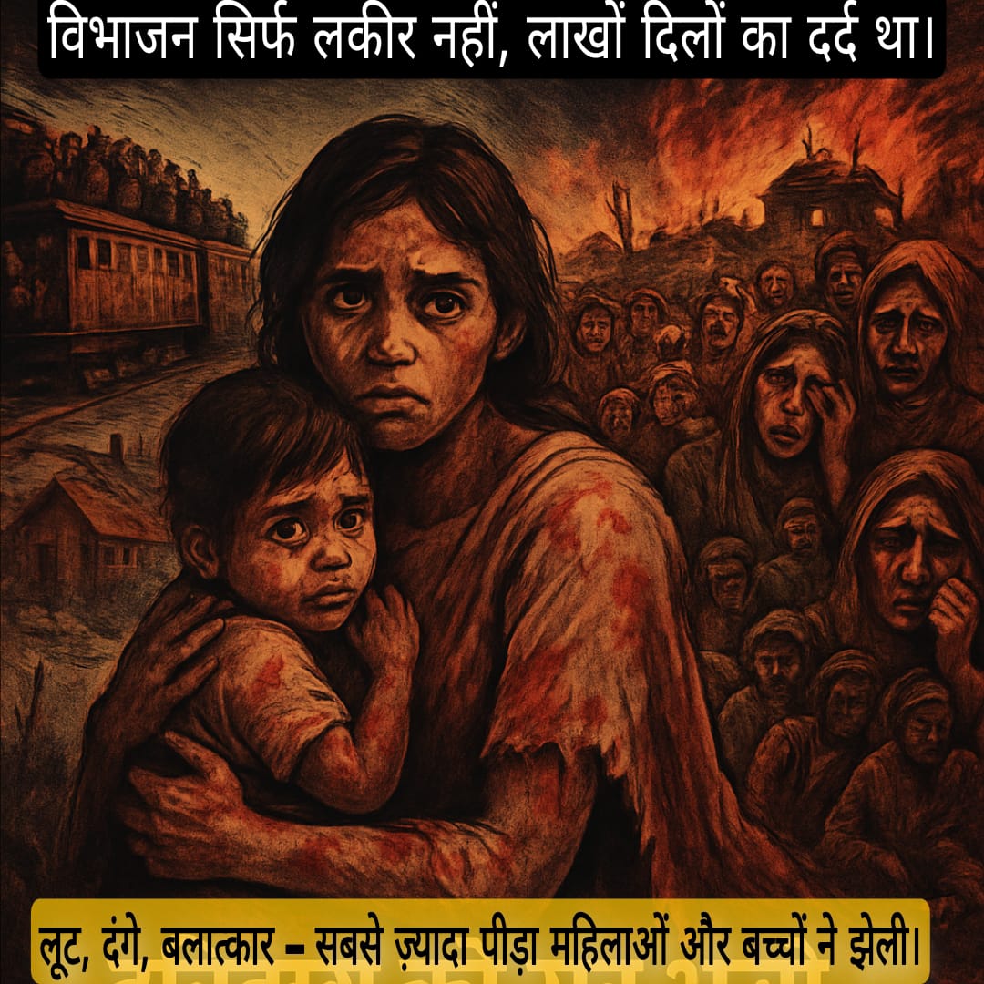 "विभाजन सिर्फ लकीर नहीं, लाखों ज़िंदगियों की चीत्कार थी।
उनकी पीड़ा भूलना नहीं है — भारत एक था, एक है, एक रहेगा!"

#VibhajanKiVibhishika
#भारत_एक_है
#AkhandBharat