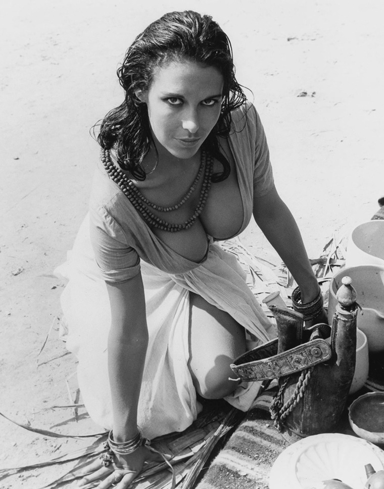 Marie Devereux, portraying the " an evil and scantily clad cult woman" in "The Stranglers of Bombay" (1959)