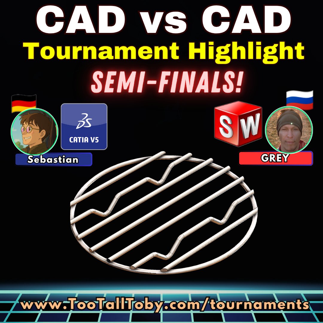 CAD vs CAD Tournament Highlight Video 🔥🎥youtube.com/watch?v=io3xYr…
CATIA vs SOLIDWORKS!!

Join us this Friday August 8th for our tournament FINALS 📺YouTube.com/TooTallToby

#CAD #Competition #Tournament #speedmodeling #challenges #practice #tootalltoby #solidworks #catia