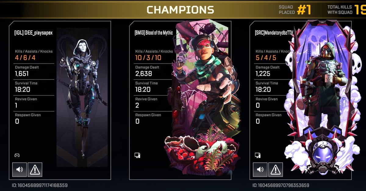 Bloodmyth's tweet photo. First rank game of the new season, might have went too hard in the paint. GGs @MandatoryDbz and @dee_playsapex https://t.co/wlDGMtYBOj