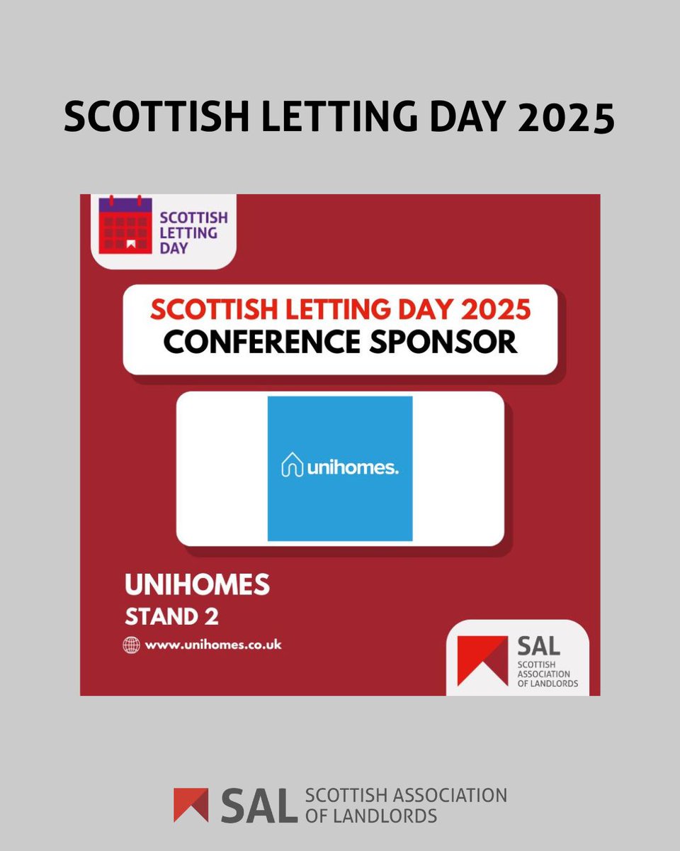 🎉 Excited to have UniHomes, market leader in all-inclusive student accommodation, sponsoring Scottish Letting Day on 21 Oct! Meet them to boost your student lettings &amp; revenue. 🎟️ scottishlandlords.com/events/scottis…