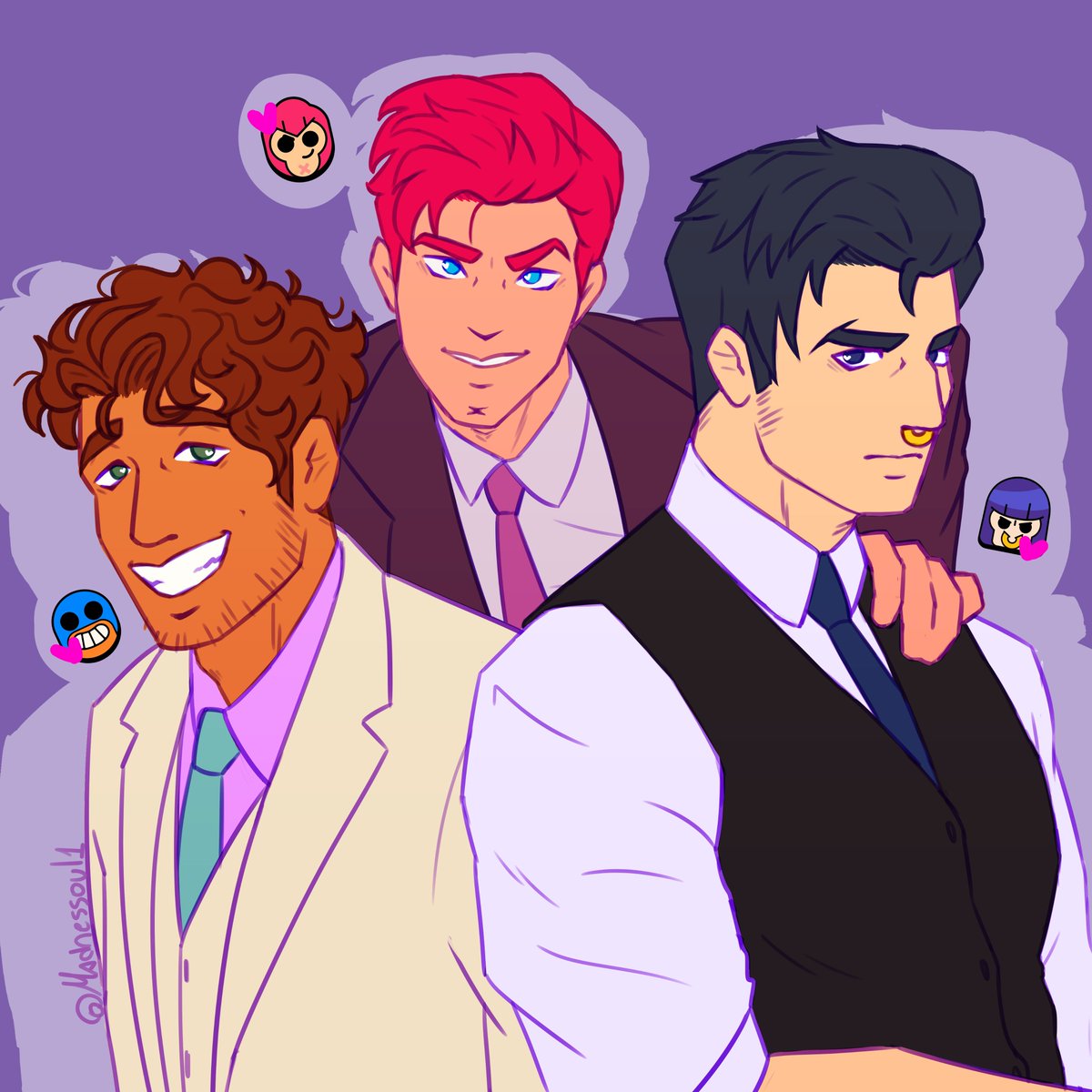 Madnessoul1's tweet image. Se peinaron para la foto carnet
#BrawlStarsArt #elprimo #colt #bull