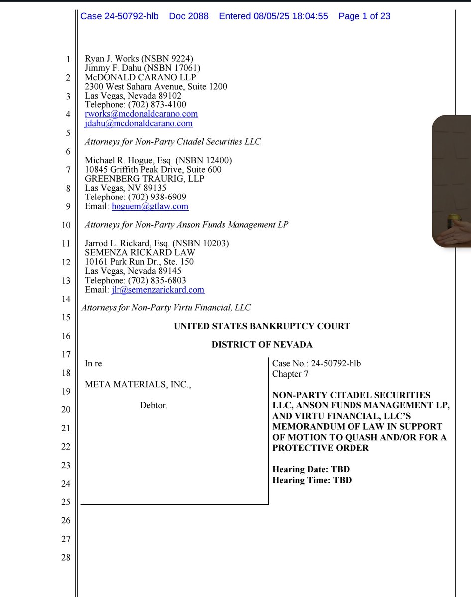 The Butcher of Wall Street Marcel Kalinovic (@bossblunts1) on Twitter photo 🚨 BREAKING: MARKET MAKERS Citadel, Anson, and Virtu ARE DESPERATE to QUASH subpoenas in $MMTLP / #MMAT bankruptcy case. Their motion is loaded with explosive admissions <a href="/palikaras/">George Palikaras</a>! 🧵
1️⃣ Trustee’s own lawyer admitted the subpoenas are for “pre-litigation discovery” into alleged 🚨 BREAKING: MARKET MAKERS Citadel, Anson, and Virtu ARE DESPERATE to QUASH subpoenas in $MMTLP / #MMAT bankruptcy case. Their motion is loaded with explosive admissions <a href="/palikaras/">George Palikaras</a>! 🧵
1️⃣ Trustee’s own lawyer admitted the subpoenas are for “pre-litigation discovery” into alleged