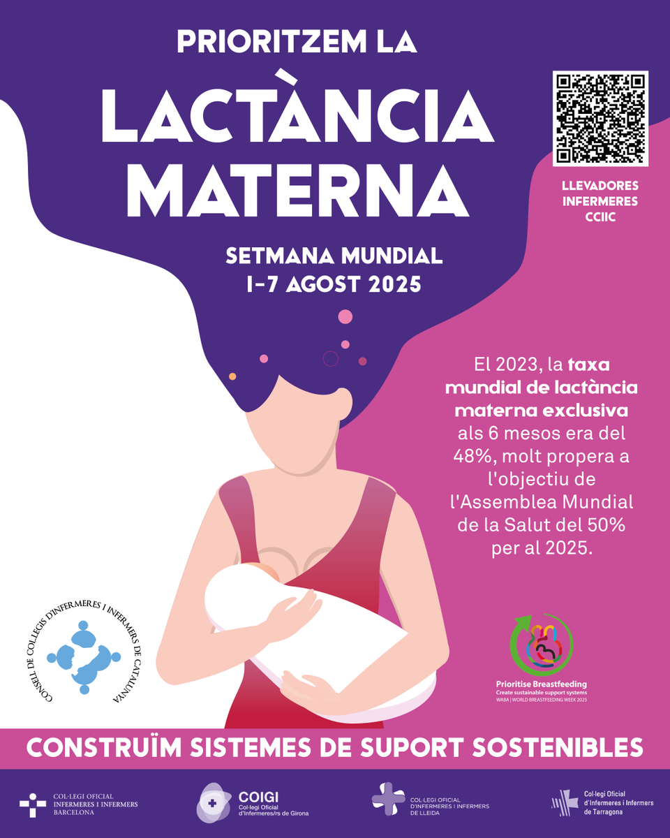 COIBarcelona's tweet photo. El 2023, la #lactànciamaterna exclusiva als 6 mesos va arribar al 48%, molt a prop de l’objectiu del 50%.
#WBW2025 recorda: l’alletament és una solució sostenible per a les persones i el planeta.
#Setmana #Mundial #Lactància #Materna https://t.co/pVcd4HPHB7