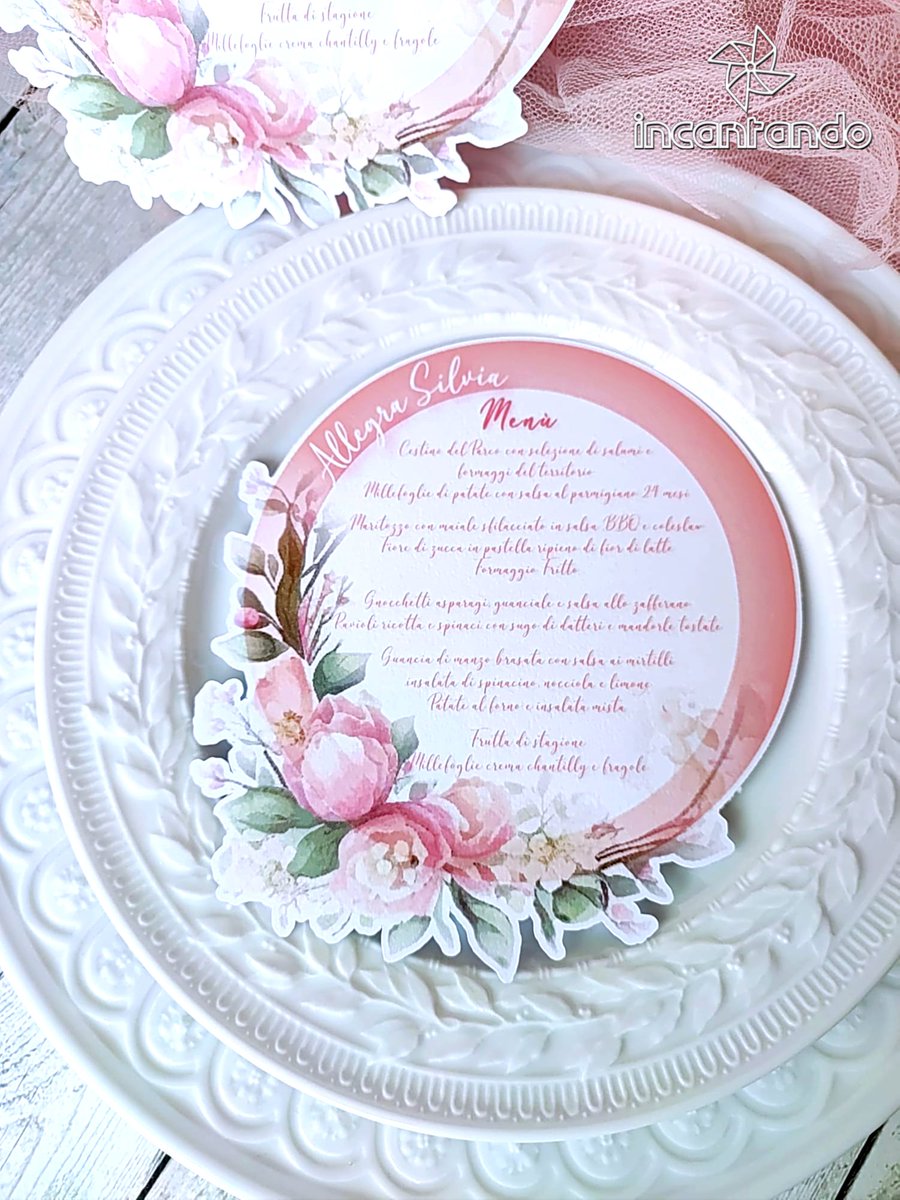incantando's tweet photo. 🌸🌿Menù floreali da piatto per il battesimo di Allegra.🌿🌸
Floral menu for girl baptism
#incartando_incantando #battesimobimba #menùbattesimo #menùfloreale #festabattesimo #misenplacebattesimo #misenplace #menùpersonalizzato #girlbaptism #baptismmenu #baptismparty #floralmenu https://t.co/NjNqSI6zAR