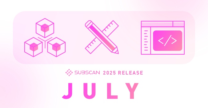 Subscan (@subscan_io) on Twitter photo 🆕 What’s new on Subscan this July?
🔸 <a href="/MoonbeamNetwork/">Moonbeam Network</a> Treasury Spend tracking
🔸 Compiler version added to Verified Contracts
🔸 XCM Asset Flow now on homepage
🔸 Coretime Workload list live
🔸 Extrinsic param download
🔸 Ref Size chart with flexible time view
Dive in 👇 🆕 What’s new on Subscan this July?
🔸 <a href="/MoonbeamNetwork/">Moonbeam Network</a> Treasury Spend tracking
🔸 Compiler version added to Verified Contracts
🔸 XCM Asset Flow now on homepage
🔸 Coretime Workload list live
🔸 Extrinsic param download
🔸 Ref Size chart with flexible time view
Dive in 👇