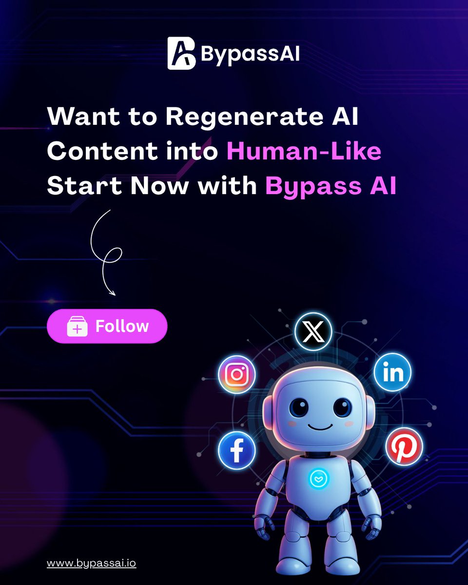 Bypass_AI's tweet photo. Can AI Detection Tools Be Fooled? Here's How They Can Be Improved!  
.
📌 Follow @BypassAI for more insights on AI, content tools, and writing smarter in the AI age.           
.
#bypassai #aidetection #aicontent #aiwriting #originalwriting #contenttools #aibypass #detectai https://t.co/rF580bLkt8