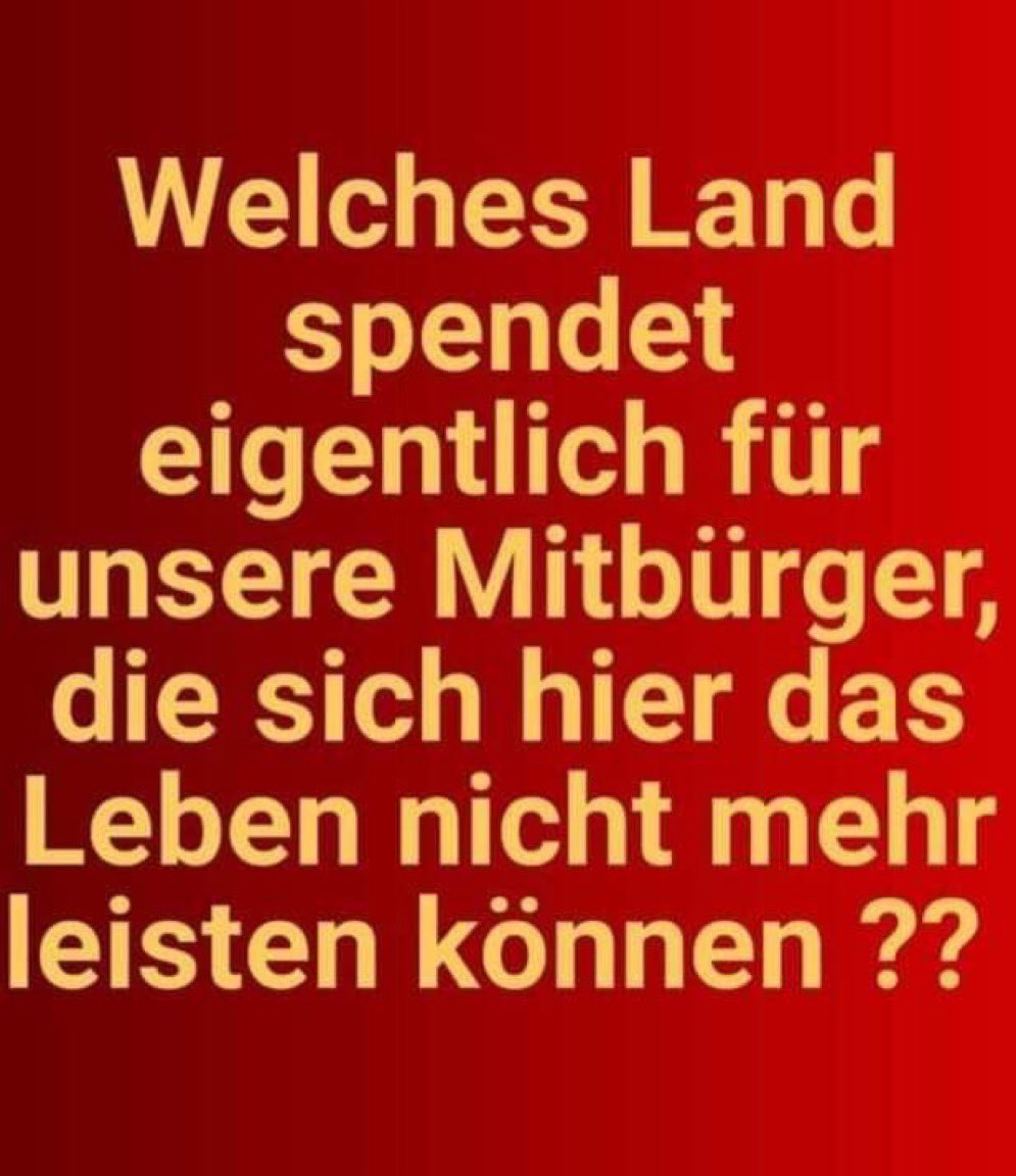 Paul Kersey (@paulker48499715) on Twitter photo <a href="/NikolausBlome/">Nikolaus Blome</a> Müsste das „#Bürgergeld“ nicht schon längst #Ausländergeld heißen?
Und warum zahlen Deutsche an Ausländer Geld, wenn der eigene Haushalt die eigenen Ausgaben schon lange nicht mehr abdecken kann? <a href="/NikolausBlome/">Nikolaus Blome</a> Müsste das „#Bürgergeld“ nicht schon längst #Ausländergeld heißen?
Und warum zahlen Deutsche an Ausländer Geld, wenn der eigene Haushalt die eigenen Ausgaben schon lange nicht mehr abdecken kann?