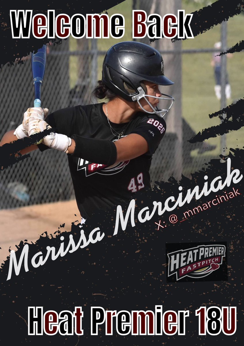 Heat Premier 08 (@heatpremier08) on Twitter photo 🔥 Roster Announcement 🔥
This C/UTL combines strength & athleticism! OH velo 65+ & able to contribute anywhere on the field. Total team player w/ high OBP (.402), roping XBHs & a .977 FPCT! Our fave, when she throws out 2 runners in 1 game! 11U-18U, Welcome back <a href="/_mmarciniak/">Marissa Marciniak 2026</a>!❤️🔥 🔥 Roster Announcement 🔥
This C/UTL combines strength & athleticism! OH velo 65+ & able to contribute anywhere on the field. Total team player w/ high OBP (.402), roping XBHs & a .977 FPCT! Our fave, when she throws out 2 runners in 1 game! 11U-18U, Welcome back <a href="/_mmarciniak/">Marissa Marciniak 2026</a>!❤️🔥