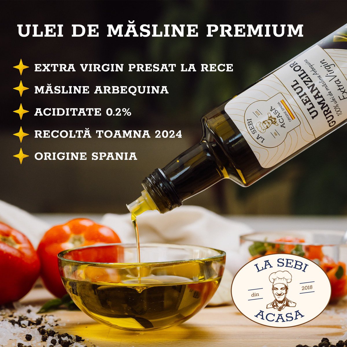 LaSebiAcasa's tweet photo. Uleiul de masline extravirgin, Uleiul Gurmanzilor intens, fructat, autentic.
Din inima livezilor mediteraneene, direct în farfuria ta.
#Rafinament #GătitCuSti #UleiExtravirgin #uleidemasline https://t.co/1MN9YNukEn