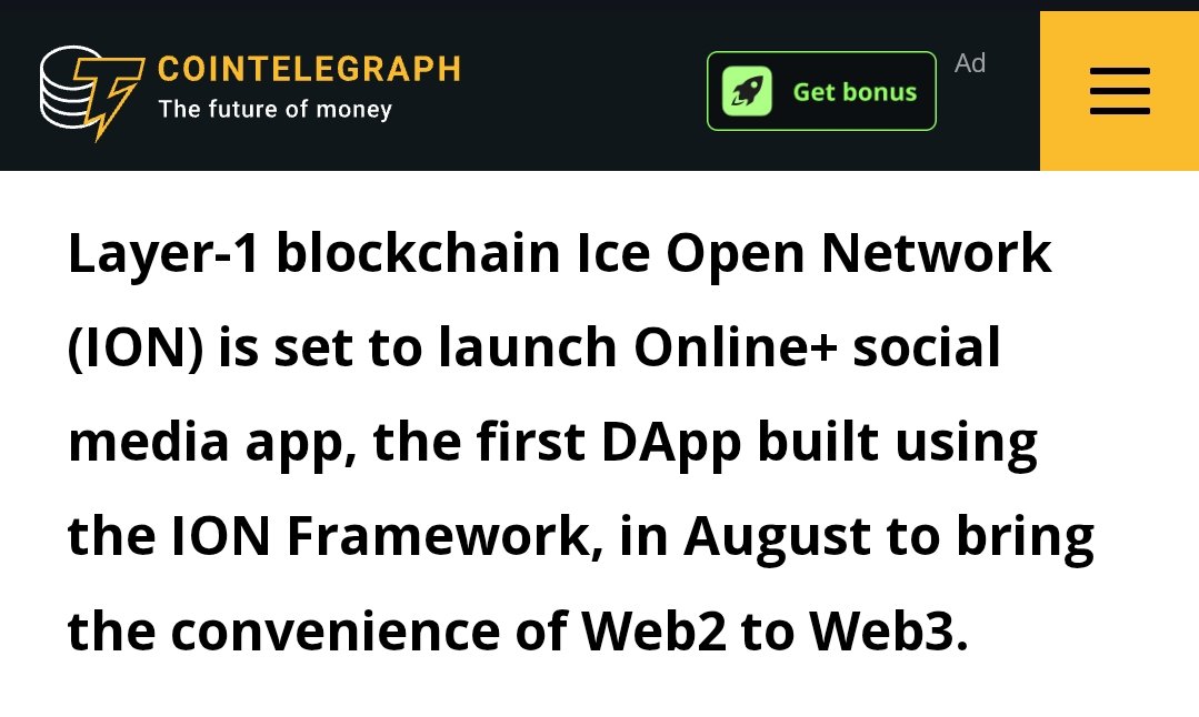 Web3 Buzz (@web3buzzz) on Twitter photo 🚨 Breaking Alert 🚨
📰 <a href="/Cointelegraph/">Cointelegraph</a> confirms 📢 Online+ social media platform by <a href="/ice_blockchain/">Ice Open Network</a> is launching this August 🎉
🚀 $ICE / $ION to the 🌙✨💎 🚨 Breaking Alert 🚨
📰 <a href="/Cointelegraph/">Cointelegraph</a> confirms 📢 Online+ social media platform by <a href="/ice_blockchain/">Ice Open Network</a> is launching this August 🎉
🚀 $ICE / $ION to the 🌙✨💎