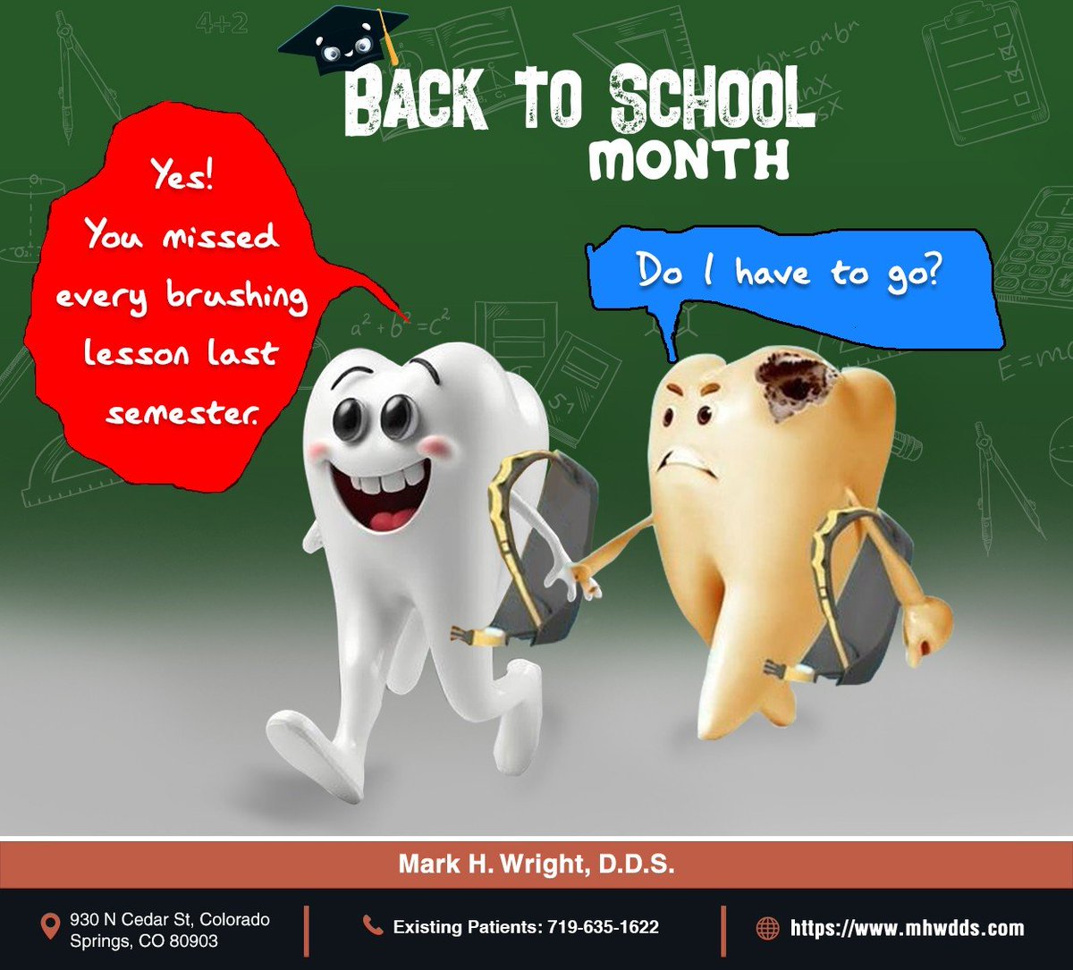 markhwrightdds's tweet image. The clean tooth is DONE being the only one paying attention in the hygiene class. It's time to go back to school. #oralhygiene #brushyourteeth #markhwrightdds #coloradosprings #CO