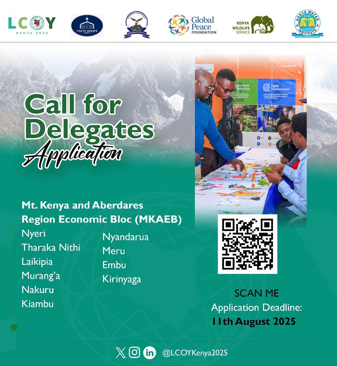 Youth Senate Kenya (@youthsenateke) on Twitter photo Attention young climate leaders in the ποΈ Mt Kenya and Aberdares Economic Bloc! Represent your county at the MKAEB Pre-<a href="/LCOYKenya2025/">LCOY Kenya Official</a> and help shape climate policy.
Apply nowπ
shout.com/s/Xal4M7pv
Deadline: 11th August, 2025
#LCOYKenya2025
<a href="/ALINEAfrica/">ALIN</a>
<a href="/CCAResilience/">Centre For Climate Action</a> Attention young climate leaders in the ποΈ Mt Kenya and Aberdares Economic Bloc! Represent your county at the MKAEB Pre-<a href="/LCOYKenya2025/">LCOY Kenya Official</a> and help shape climate policy.
Apply nowπ
shout.com/s/Xal4M7pv
Deadline: 11th August, 2025
#LCOYKenya2025
<a href="/ALINEAfrica/">ALIN</a>
<a href="/CCAResilience/">Centre For Climate Action</a>