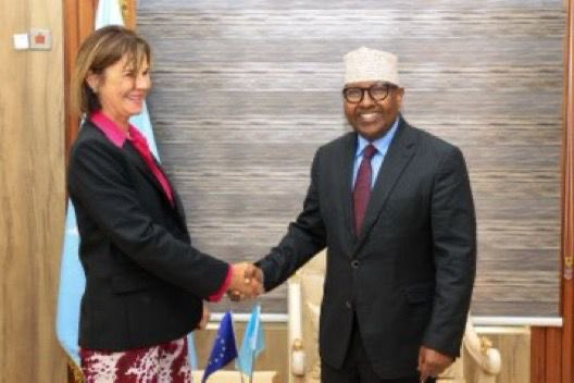 IsmailHassan088's tweet photo. Wasiirka Gaashaandhigga @AhmedMoFiqi ayaa la kulmay Safiiradda @EU_in_Somalia, iyagoo ka wadahadlay iskaashi amni, tababar ciidan, iyo la dagaalanka argagixisada. https://t.co/Mj2CyxS6SL