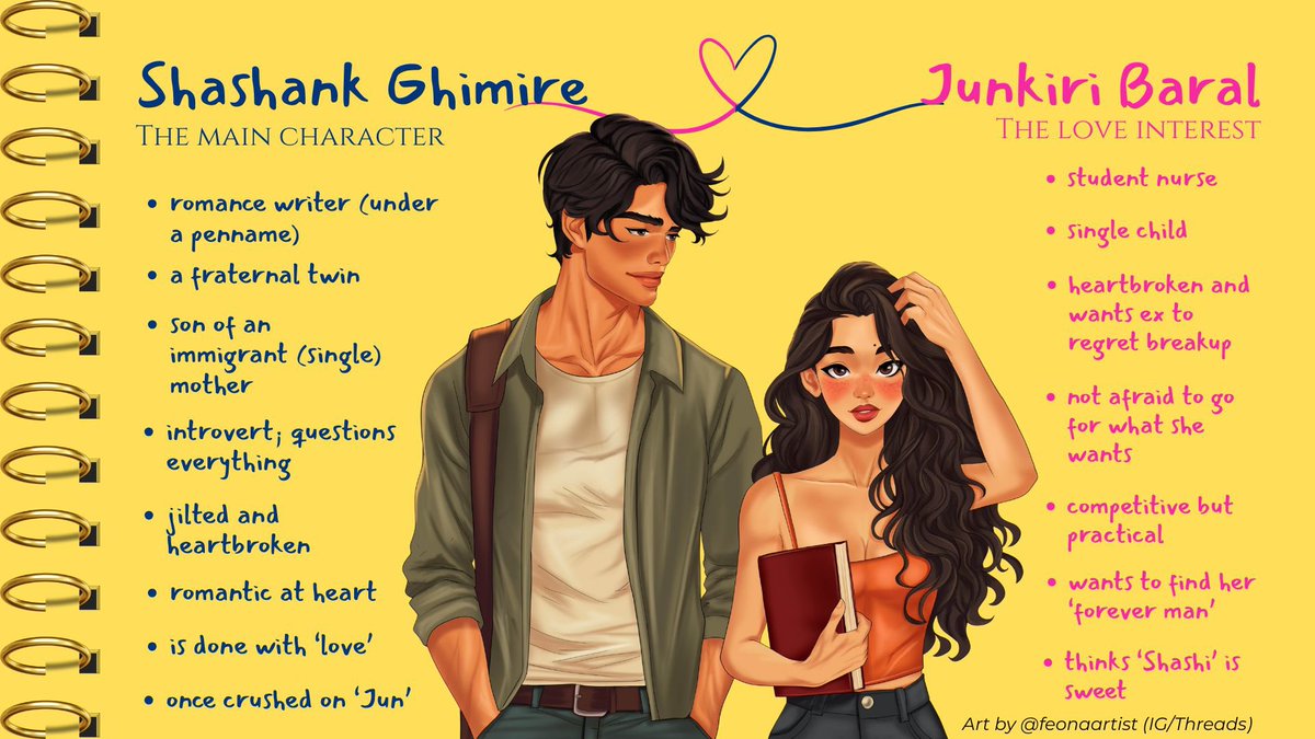 THE AMERICAN ROOMMATE EXPERIMENT meets FUNNY STORY in a South-East Asian romcom.

- He’s (secretly) a romance author done w/ love 🎻 
- She’s a nursing student seeking retribution for a heartbreak 🔪 
-His mother’s scheme brings them under one roof 😏🤌🤭
 #questpit #A #W #R