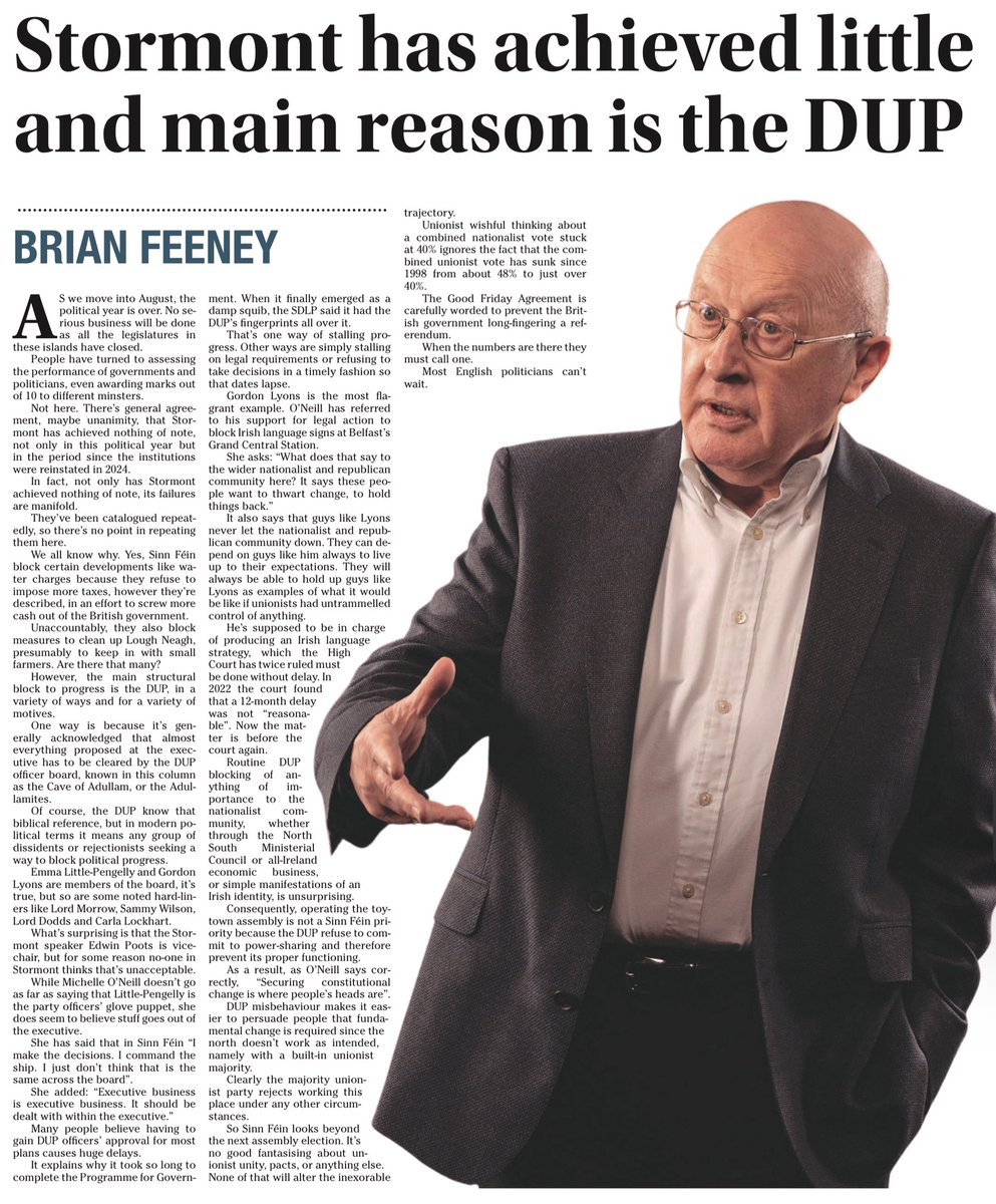 “…operating the toytown assembly is not a Sinn Féin priority because the DUP refuse to commit to power-sharing and therefore prevent its proper functioning.”
~Brian Feeney

The Irish News

☕️🥐