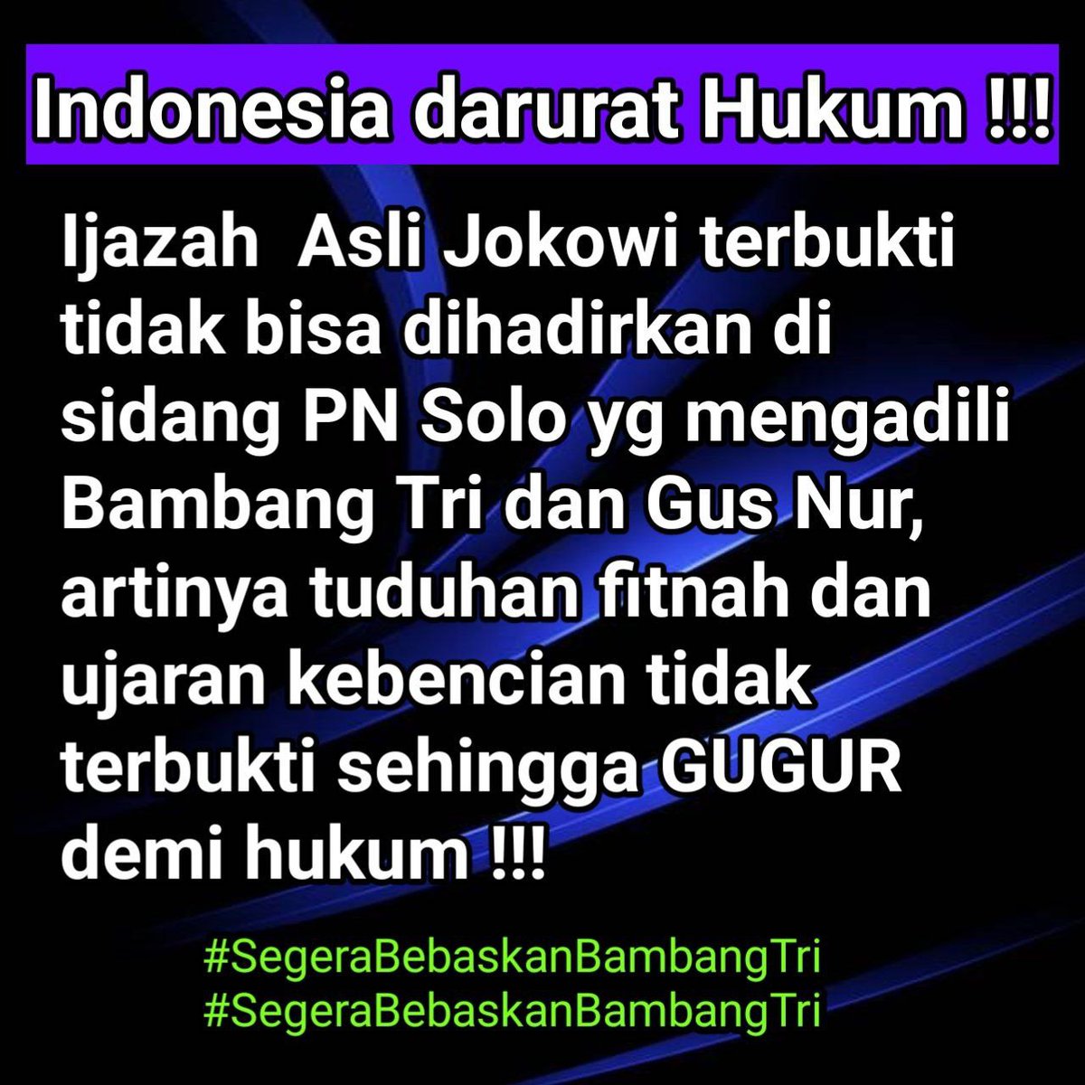 SEMANGAT PERUBAHAN !!! (@garudakuh08) on Twitter photo <a href="/WakandaNM__/">𝗪𝗔𝗞𝗔𝗡𝗗𝗔 𝗡𝗢 𝗠𝗢𝗥𝗘 🇲🇨🔥</a> <a href="/KalaHitam777/">Kala Hitam</a> <a href="/tomlembong/">Tom Lembong</a> <a href="/prabowo/">Prabowo Subianto</a> Wajib dan harus kita perjuangkan agar Pak Bambang Tri mendapatkan keadilan !!!
#SegeraBebaskanBambangTri
#GengSoloAnarkis
#GengSoloAnarkis
Dimohon dgn hormat Presiden <a href="/prabowo/">Prabowo Subianto</a> terketuk hatinya memberikan Amnesti atau Grasi menjelang 17 Agustus 2925 kepada Pak Bambang Tri. <a href="/WakandaNM__/">𝗪𝗔𝗞𝗔𝗡𝗗𝗔 𝗡𝗢 𝗠𝗢𝗥𝗘 🇲🇨🔥</a> <a href="/KalaHitam777/">Kala Hitam</a> <a href="/tomlembong/">Tom Lembong</a> <a href="/prabowo/">Prabowo Subianto</a> Wajib dan harus kita perjuangkan agar Pak Bambang Tri mendapatkan keadilan !!!
#SegeraBebaskanBambangTri
#GengSoloAnarkis
#GengSoloAnarkis
Dimohon dgn hormat Presiden <a href="/prabowo/">Prabowo Subianto</a> terketuk hatinya memberikan Amnesti atau Grasi menjelang 17 Agustus 2925 kepada Pak Bambang Tri.