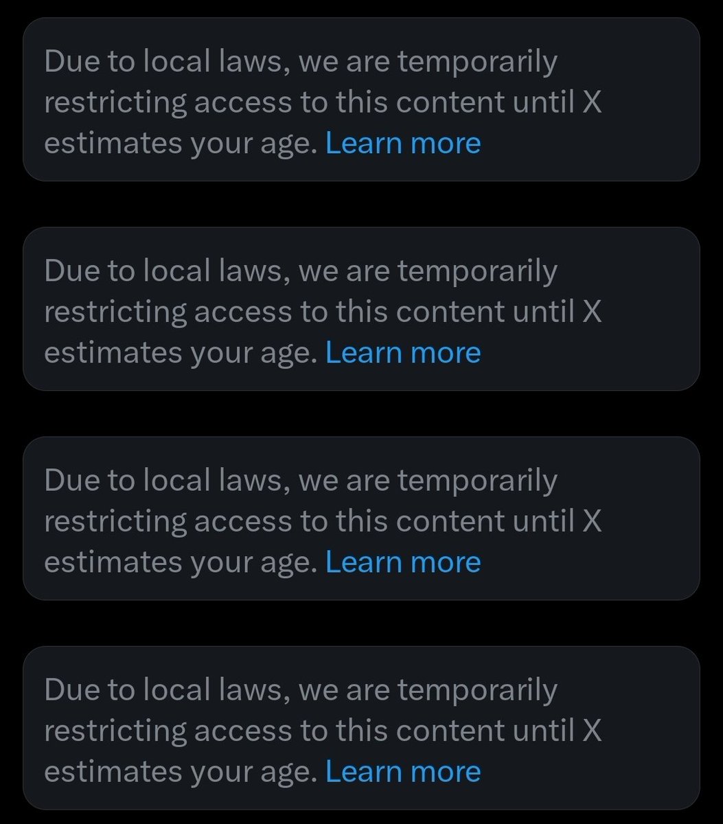 Foxowize's tweet photo. Twitter is a joke at this point.
I don't even live in the UK, yet i'm being content restricted in what i can see, and the only methode to verify my age, is by providing my ID, which is a function hidden behind an 11€/month paywall.

It's high time to move on to Bluesky. https://t.co/muUas4S3OF