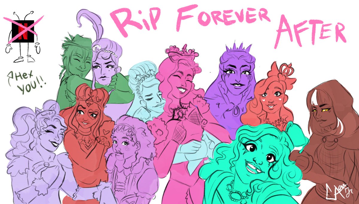 PinataSkeleton's tweet photo. Curse Netflix for taking Ever After High off… time to go pirate it since Mattel won’t renew it, had to draw the girlies because I’m feeling EMO

#everafterhigh #everafterhighfanart #fanart #dollart #afterhigh #EAH #Mattel #gayartist https://t.co/dtR3h8YE7e