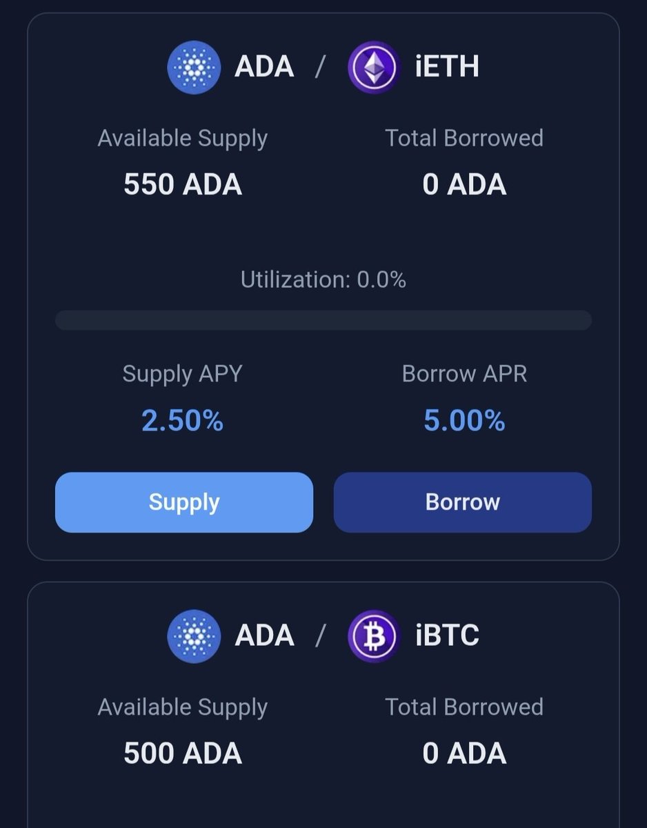 Cardano Wail (@cryptosa99) on Twitter photo You can now long $BTC or $ETH
If you believe the price will increase
-Buy $IBTC or $IETH
-Go to $FLOW and use it as collateral and take out $ada loan
-Buy more $IBTC or $IETH
-When the price increases sell it off and pay loans, keep the profit.
<a href="/flowdefi/">Flow | Lending Pools on Cardano</a> iassets $indy You can now long $BTC or $ETH
If you believe the price will increase
-Buy $IBTC or $IETH
-Go to $FLOW and use it as collateral and take out $ada loan
-Buy more $IBTC or $IETH
-When the price increases sell it off and pay loans, keep the profit.
<a href="/flowdefi/">Flow | Lending Pools on Cardano</a> iassets $indy