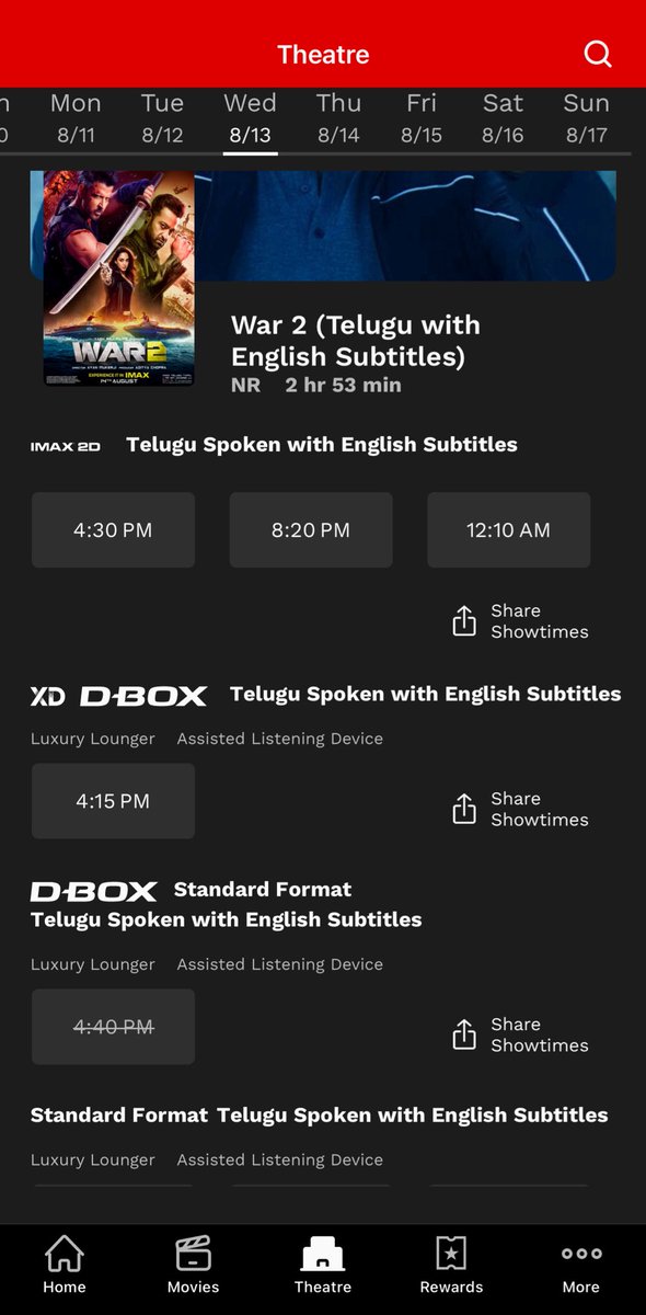Yarley9999's tweet photo. 🚨 #War2 USA Dallas Update 🚨
Cinemark Dallas XD & IMAX , TX - 4:15PM
Telugu XD Bookings open now 🔥
#War2 #NTR #HrithikRoshan
#War2USABookings @tarak9999 @yrf @iHrithik @NTRFans_USA https://t.co/HDVkTAG8yL