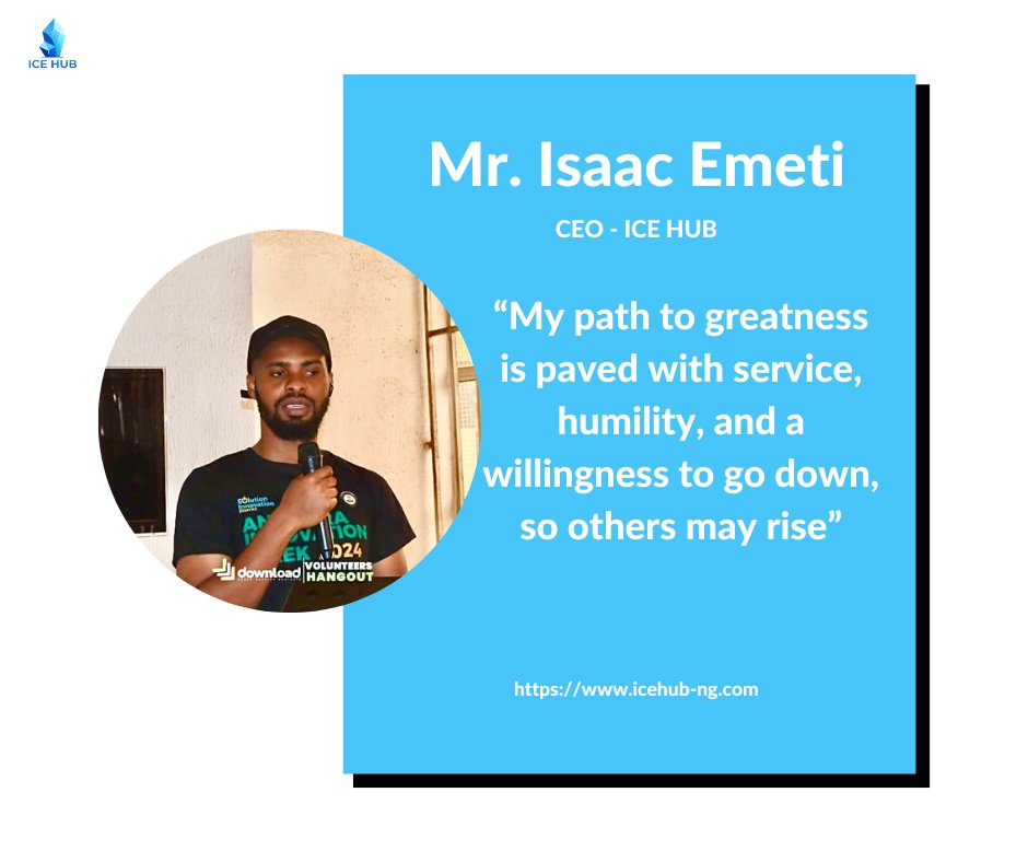 ICEHub_Africa's tweet photo. "Greatness  starts with Humility."- CEO-ICE HUB
#techadvice #icehub https://t.co/7ce8oEtxEo