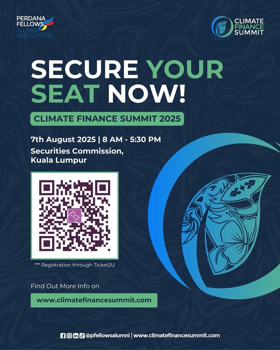 reviewbyyasmin's tweet photo. Keen to break into climate finance? Don’t miss the Climate Finance Summit 2025 - happening tomorrow, 7 Aug at Securities Commission Malaysia!

Open to all, you'll be able to connect with 500+ professionals. Now's the time to network!

📌https://t.co/cky21iHepd https://t.co/ZkEBABitG2
