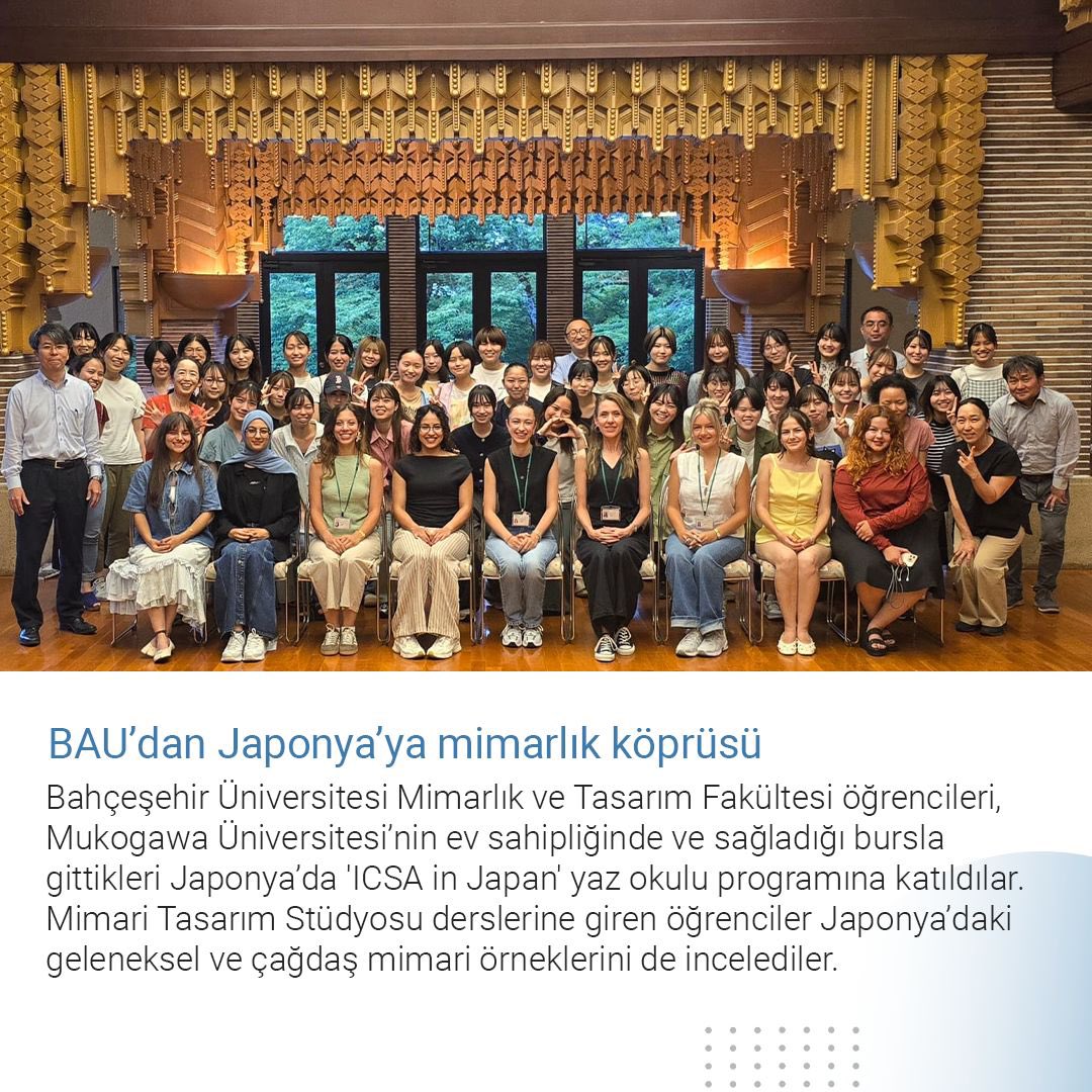 BAU Mimarlık ve Tasarım Fakültesi öğrencileri, Mukogawa Üniversitesi’nin ev sahipliğinde ve sağladığı bursla gittikleri Japonya’da 'ICSA in Japan' yaz okulu programına katıldılar.
dha.com.tr/egitim/baudan-…
