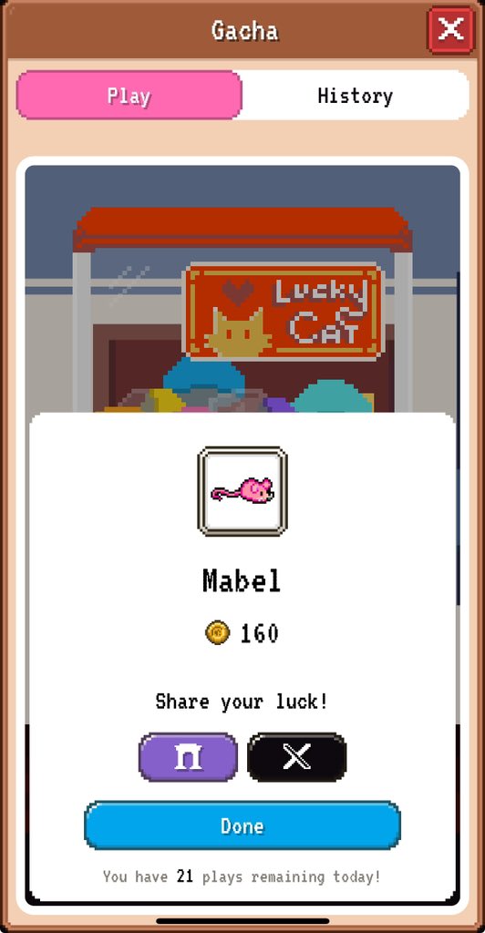 Alex Trade (@alextrayder) on Twitter photo Wow, some new plants from Gacha and funny mouse toy ๐
Purrfect luck! I just got a Venus Fly Trap worth 534 KIBBLE (~$2.50) from the gacha machine in @cattown!
Try your luck with the onchain Lucky Cat Gacha! cat.town/supermarket Wow, some new plants from Gacha and funny mouse toy ๐
Purrfect luck! I just got a Venus Fly Trap worth 534 KIBBLE (~$2.50) from the gacha machine in @cattown!
Try your luck with the onchain Lucky Cat Gacha! cat.town/supermarket