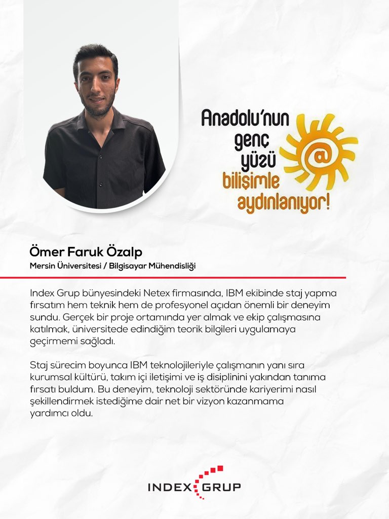 indexgrup's tweet image. Kendilerini gelecekte sektörümüzün lider isimleri arasında görmeyi ümit ediyor, kariyer yolculuklarında başarılar diliyoruz.
 
#AGYBA #StajProgramı