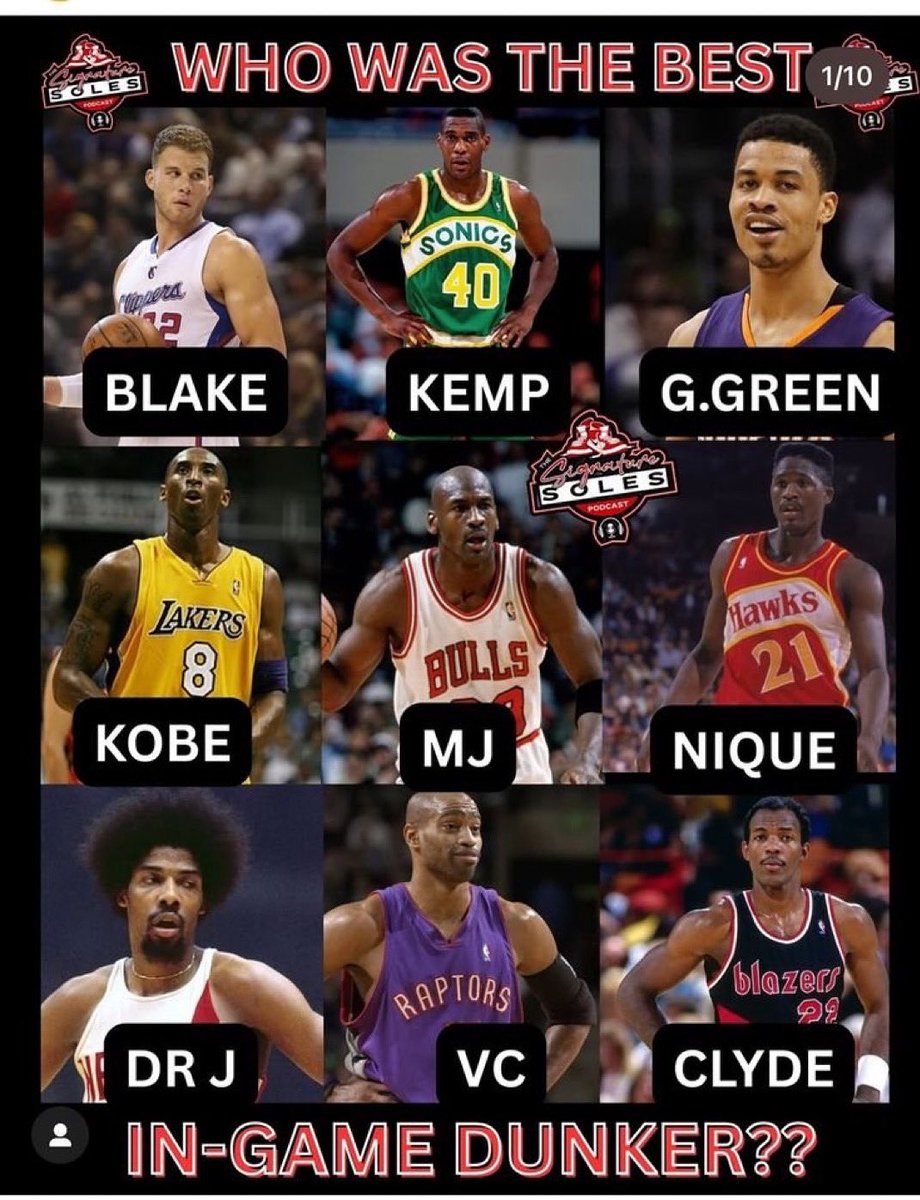 1KINGP's tweet image. 🏀 We got some fancy #slamdunks from these #NBA players 🔥

#GoodVibes 2da🌍 #KingP 👑 
#losangeles #michaeljordan #kobebryant #vincecarter #basketball #shawnkemp #larrybird #clydedrexler #juliuserving #fyp @1KingP ✨