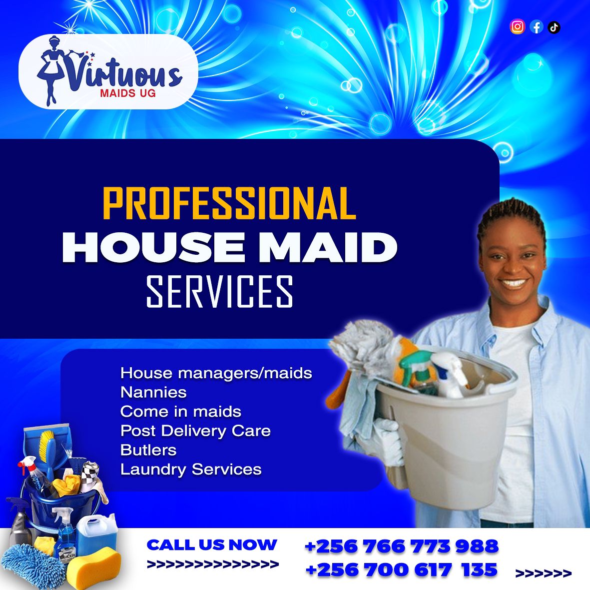 Kwikiriza_Jed's tweet photo. Tired of juggling work, family, and household chores? Let us take the burden off your shoulders. Virtuous Maids UG offers professional housemaid services tailored to your needs. What service can we help you with today? Comment below or call us! #MaidService #PostDeliveryCare https://t.co/dYDLnaZN2M