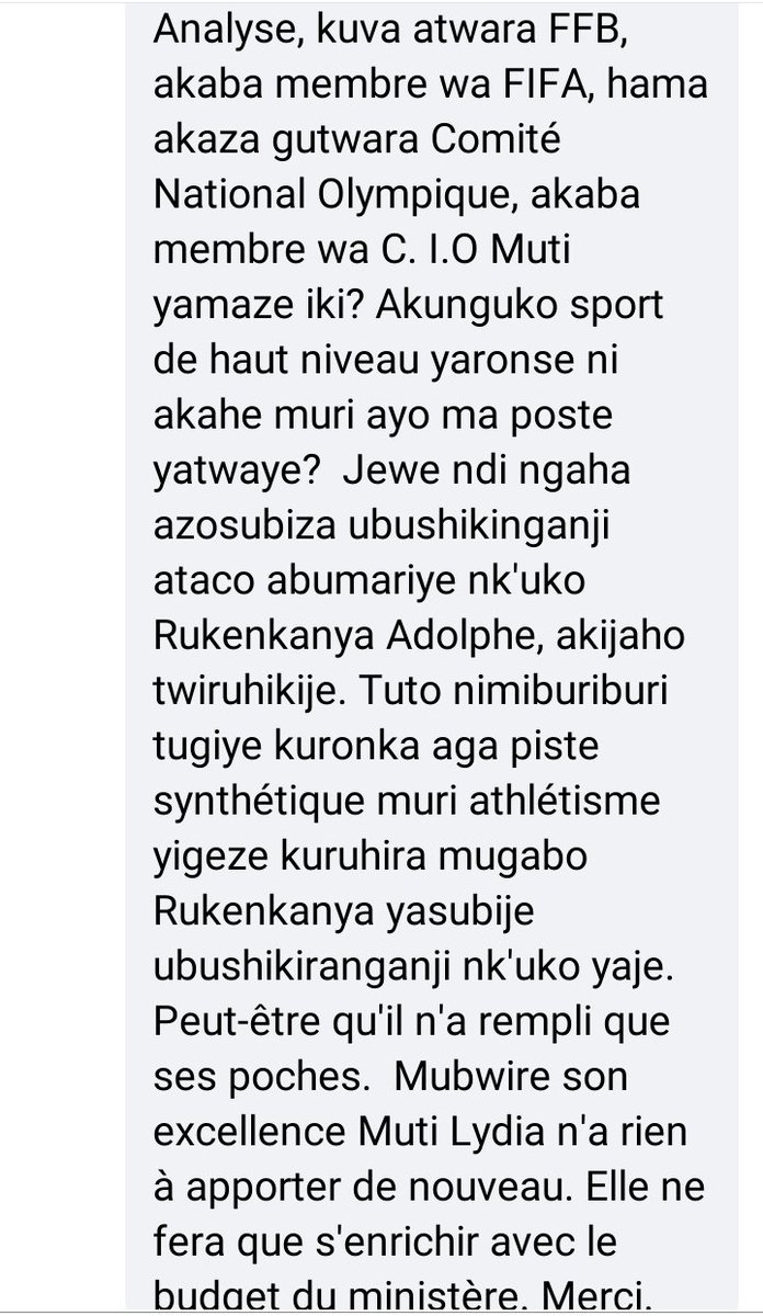 Umunonotsi w'umurundi rurangiranwa <a href="/antoinegakeme/">gakeme</a> aravunira akagohe <a href="/GeneralNeva/">SE Evariste Ndayishimiye</a> ko igenwa rya Lydia nsekera k'ubushikiranganji bw'inkino imico kama ari ugusinziriza ataco azomarira ubwo bushikiranganji
<a href="/StyvesDerrick/">Radio Africa For Hope/Sports4Hope</a> <a href="/GregLeGrecq/">Greg Le Grec</a> <a href="/Andris_60/">Andris Pavlov☆</a> <a href="/megamindology/">𝚄𝚖𝚠𝚞𝚣𝚞𝚔𝚞𝚛𝚞 𝚠𝚊 𝚂𝚎𝚗𝚔𝚊𝚢𝚊 👽</a> <a href="/Bob420926455999/">Bob</a>