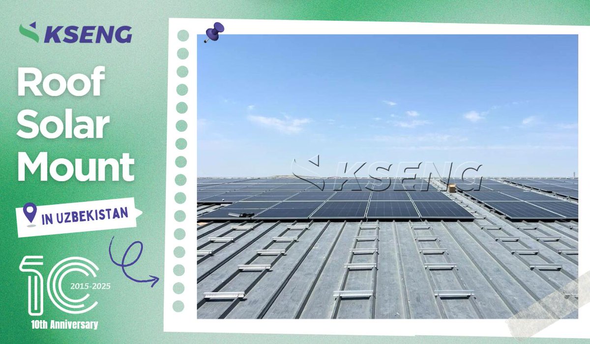 KsengSolar's tweet image. ☀️ #KsengCases Another 3.2MW #RoofSolar Plant Successfully Lands in #Uzbekistan!✨

We're delighted to share the on-going #solar project, which utilized #minirail solar rack from #KsengSolar. Made of lightweight aluminum, it significantly enhances structural safety.💪

#MetalRoof