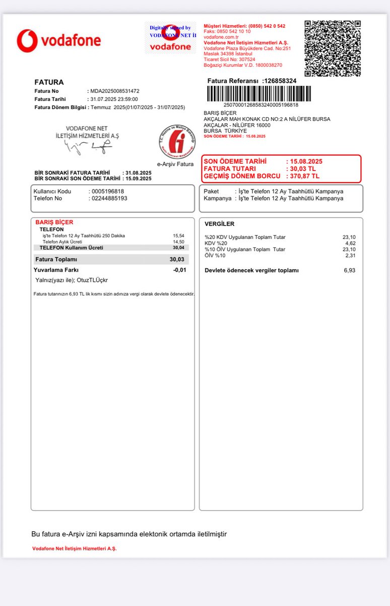 Borisbicer's tweet photo. @VodafoneTR  Merhaba aşağıdaki fatura her ay mail adresime(barisbicer@hotmail.com)  gönderiliyor ancak bana ait değil. Daha öncede bildirmeme rağmen gerekli düzeltme yapılmadı. Gereği için bilgilerinize sunarım. https://t.co/uQtF2JyQk2