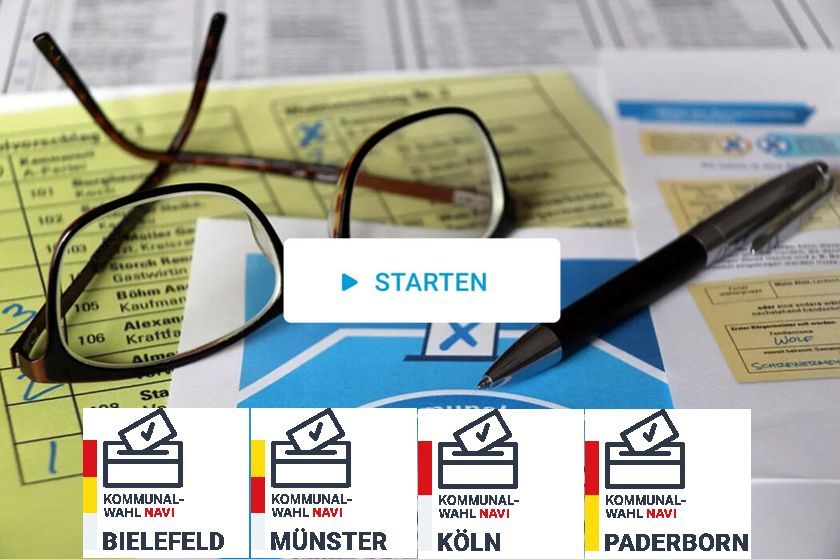 wahlkompass's tweet photo. Hier der link https://t.co/JndE62lfnB zur Onlinewahlhilfe. #Muenster #Paderborn und #Bielefeld starten heute und #Köln diese Woche. Inhaltliche Ausgestaltung @kersting_n  an @uni_muenster. Danke allen Projektpartnern @unidue #voto weiter Infos unter https://t.co/N4aI0vzku4 https://t.co/xW7cPnY3uY