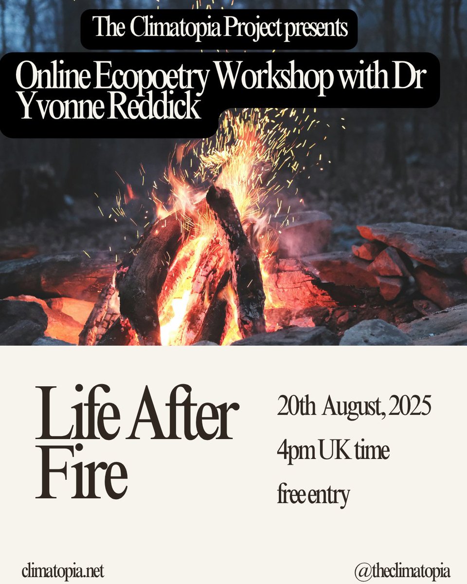 Our next online workshop with Dr Yvonne Reddick is in two weeks! Sign up here: eventbrite.com/e/life-after-f…

#writing #ClimateAction #WritingCommunity #poetry #Climate #workshop #climatejustice #poetry #climate #WritingCommunity