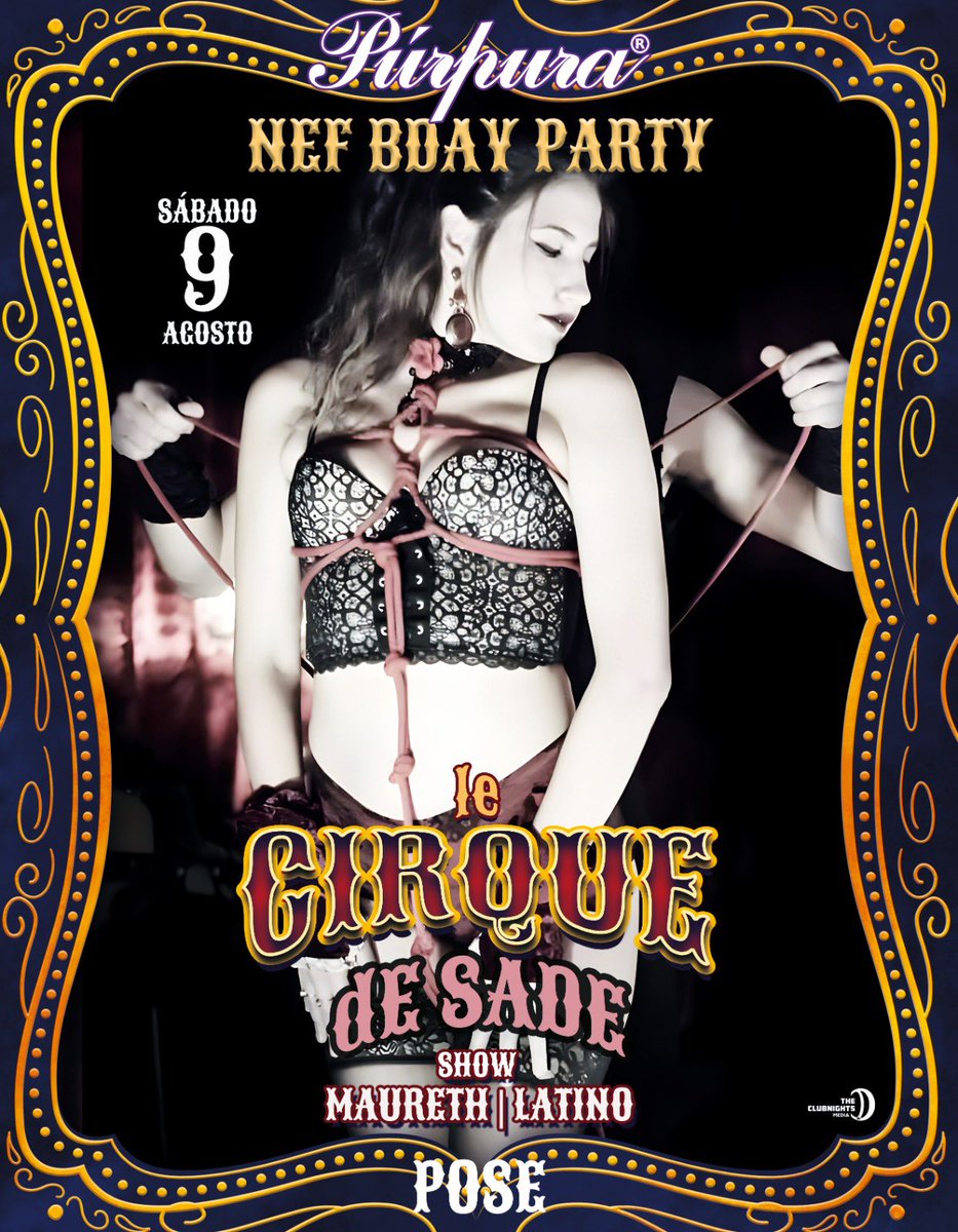 🎪✨ Le Cirque de Sade
BdayParty #Nef✨🎪 #LosRiders_sw 
🎠Sábado 9 Agosto 
🤹‍♀️#SexyPerformance para ella y el 

🎈 ¡Bienvenidos al circo más provocador del deseo!
¿Te atreves a entrar a nuestra carpa de secretos? 💋🤡🎪

📲 +525519416595 #Abby