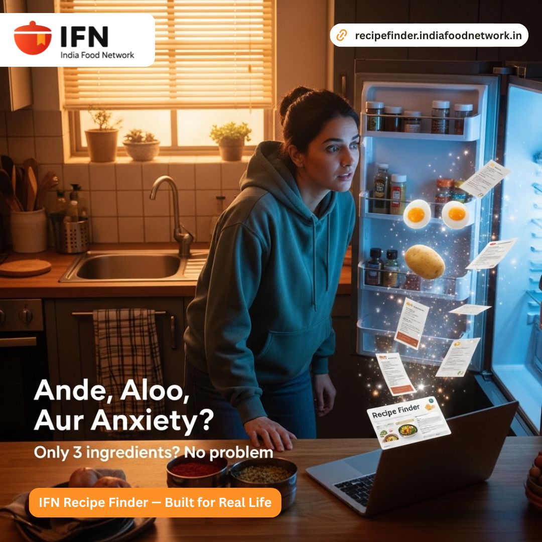 Got ingredients at home? Snap a pic, upload it, or type them in. Our Recipe Finder will help you cook authentic Indian dishes in minutes! Click on the link below to get started!
recipefinder.indiafoodnetwork.in

#IFNRecipeFinder #WhatsInYourKitchen #RecipeInspo #IndiaFoodNetwork