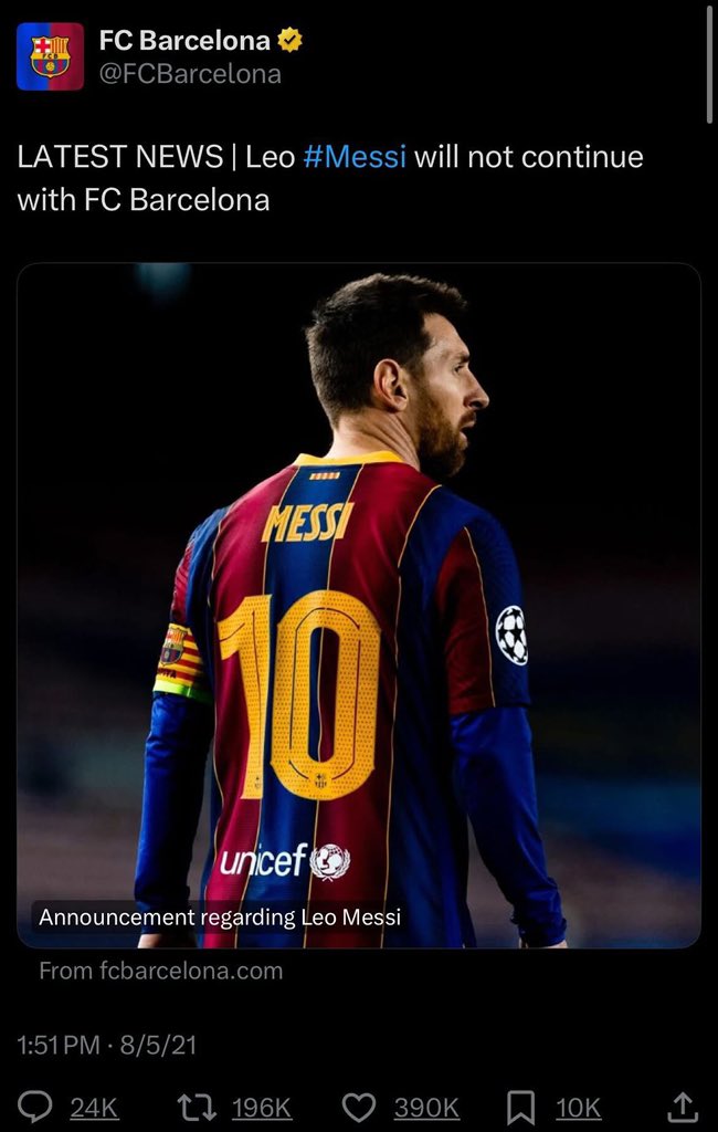 flyiceebee's tweet image. Four years ago today, the football world stopped with the news Messi was leaving Barcelona.
#messi #barcelona #barcelonaspain