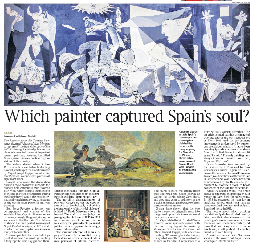 Arturo Pérez-Reverte (@perezreverte) on Twitter photo El debate Picasso/Velázquez/Goya llegó hoy (6/8/25) a The Times mediante su corresponsal en Madrid, <a href="/IsambardW/">Isambard Wilkinson</a> El debate Picasso/Velázquez/Goya llegó hoy (6/8/25) a The Times mediante su corresponsal en Madrid, <a href="/IsambardW/">Isambard Wilkinson</a>