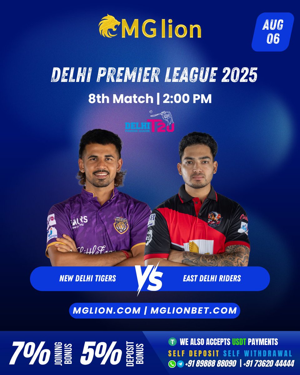 MGlion_india's tweet image. Join now in MGLION!
mglion.com
mglionbet.com

#DelhiPremierLeague #GameOnDelhi #Cricket #T20 #DPL2025 #AdaniDelhiPremierLeague #mglion #mglionindia #india #khelosherkesath