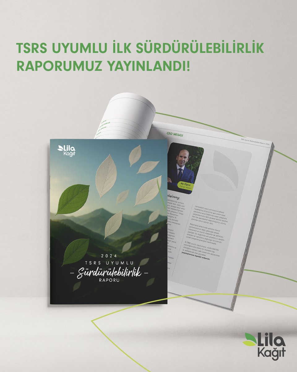 Türkiye Sürdürülebilirlik Raporlama Standartları (TSRS) ile uyumlu 2024 Yılı Sürdürülebilirlik Raporumuz yayınlandı. 
Raporumuzu aşağıdaki linkten inceleyebilirsiniz. 👇
lilakagit.com/wp-content/upl… 

#LilaKağıt #Sürdürülebilirlik #TSRS #Duyarlı