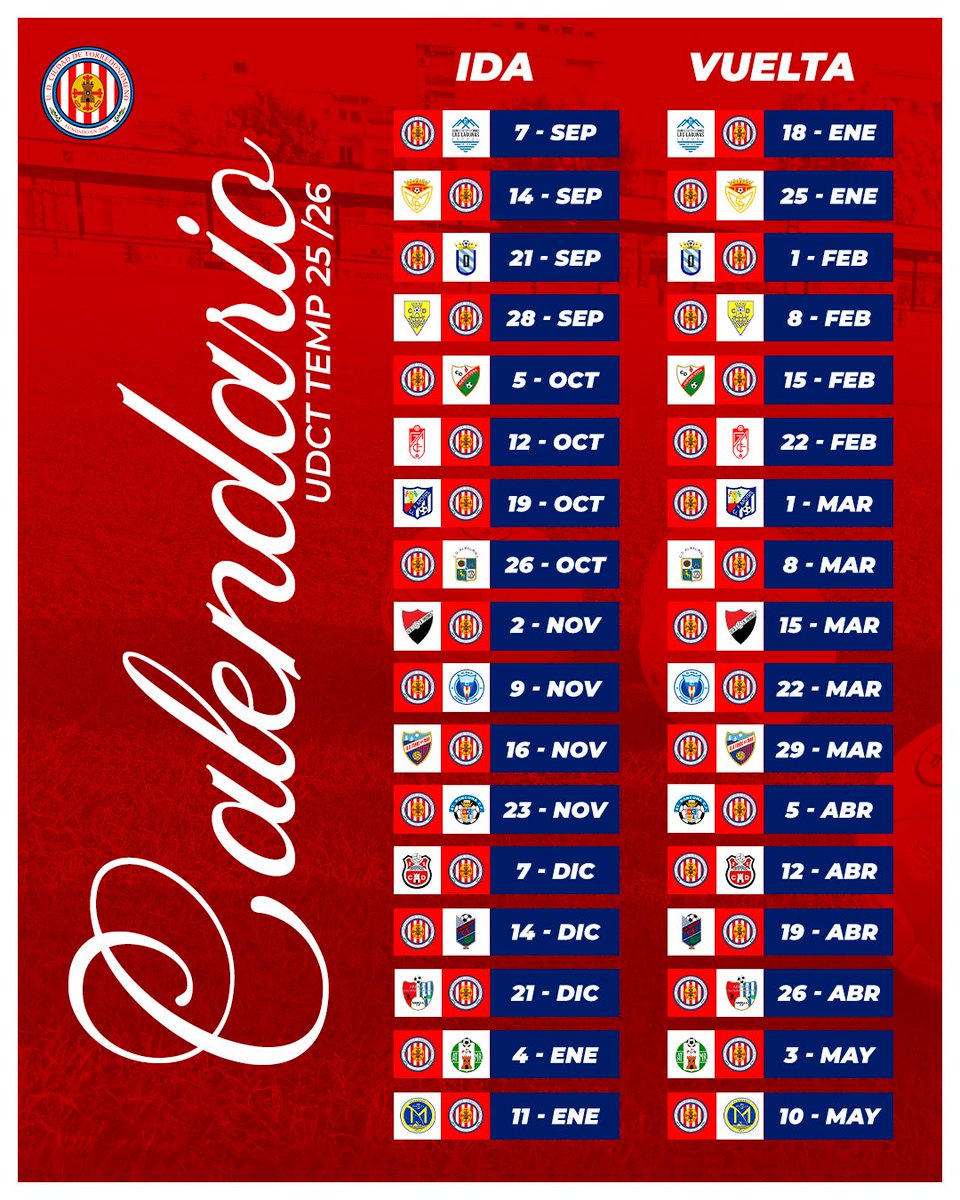 Este será nuestro calendario para la temporada 🗓️

Empezad a guardar las fechas que arrancamos ya! 🤩
