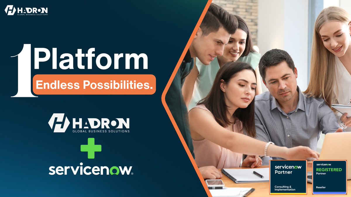 HadronGBS's tweet image. Platform First, forever. We support ServiceNow’s scalable, future-proof platform to help you innovate, scale, and deliver seamless digital experiences. Let’s build smarter together on the Now Platform! #ServiceNow #PlatformFirst #DigitalTransformation #HadronGBS