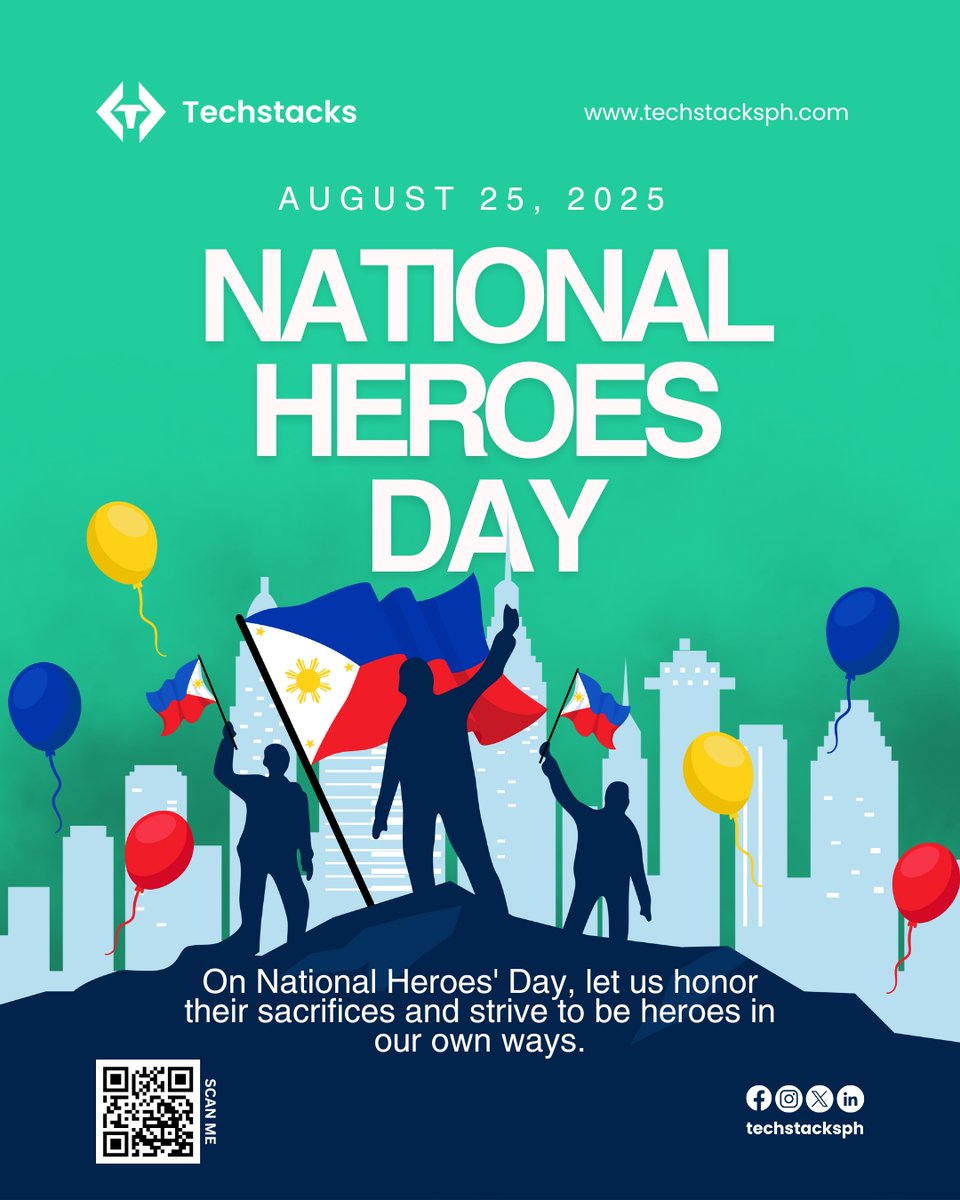 techstacksph's tweet image. Today, we honor the courage of our heroes — past and present. 🇵🇭
At Techstacks, we believe innovation, service, and purpose make modern-day heroes too.
Let’s keep building a better future, one solution at a time.✨
#NationalHeroesDay #ArawNgMgaBayani
#Techstacks #HeroesInTech